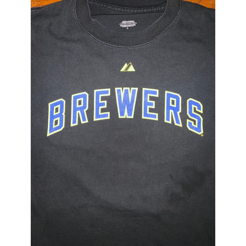 Milwaukee Brewers Ryan Braun #8 T Shirt Large Majestic MLB Baseball 2008 Black